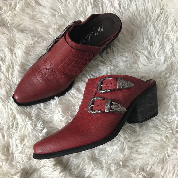 Matisse Shoes - Matisse Red Snakeskin Mules Western